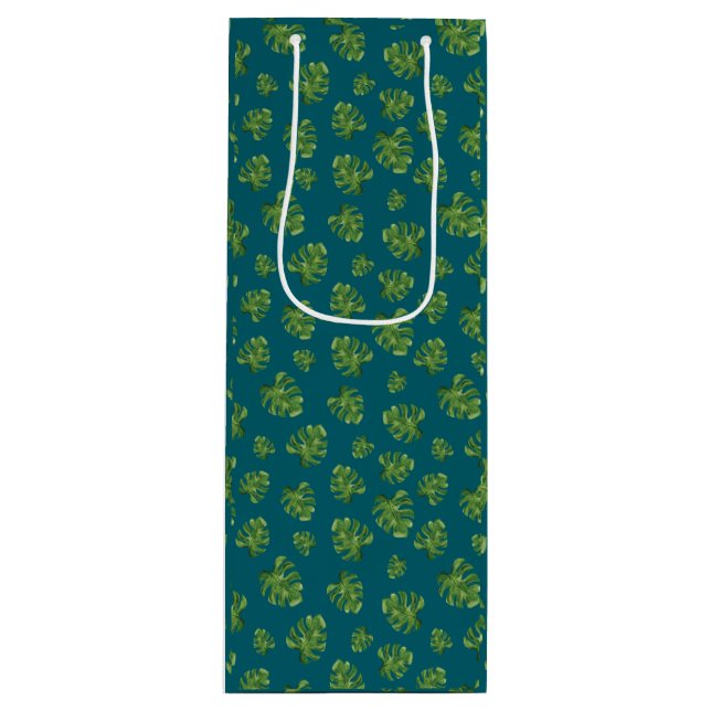 Sacola Para Vinho Monstera Leaf Wine Gift Bag (Frente)