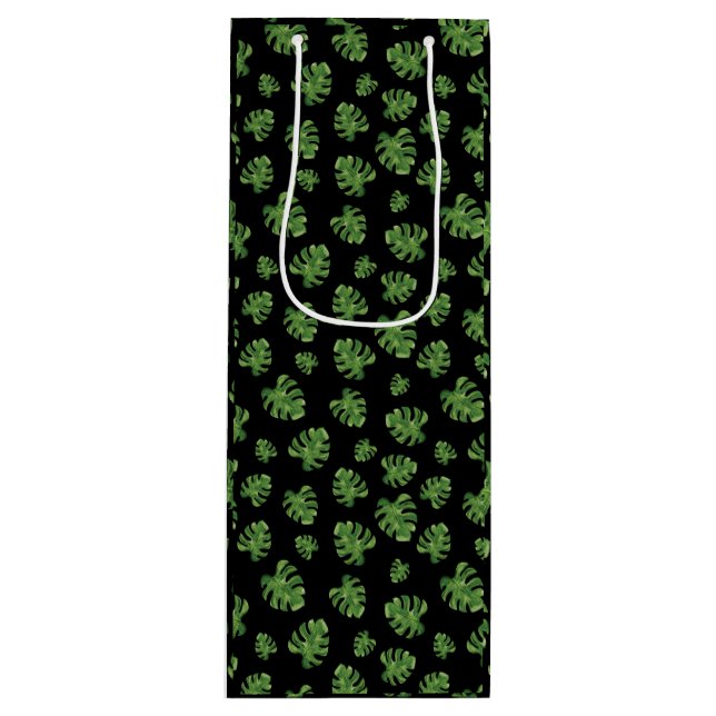 Sacola Para Vinho Monstera Leaf Wine Gift Bag (Frente)