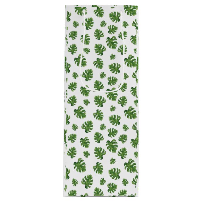 Sacola Para Vinho Monstera Leaf Wine Gift Bag (Frente)