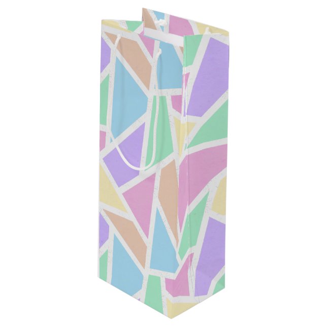Sacola Para Vinho Mosaico arco-íris de pastel (Frente inclinada)