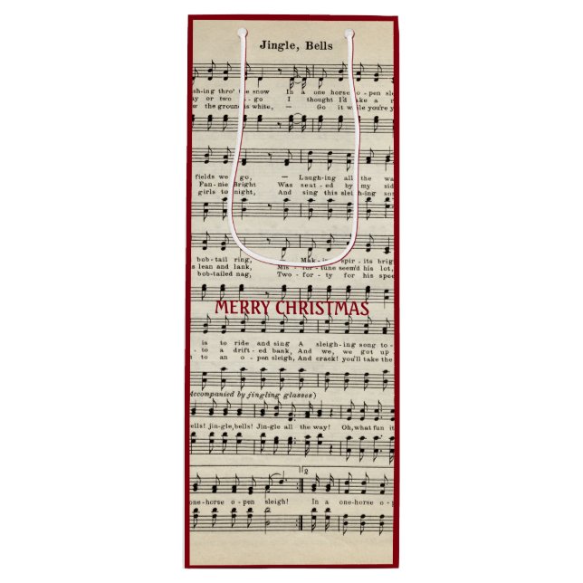 Sacola Para Vinho Música de Natal, Jingle Bells Gift Bag (Frente)