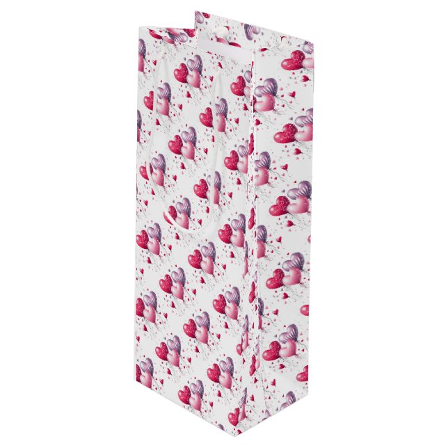 Sacola Para Vinho Namorados dos Balões do Coração (Frente inclinada)