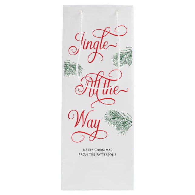 Sacola Para Vinho Natal da Caligrafia Vermelha Elegante (Frente)