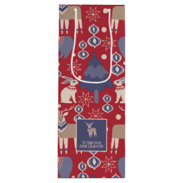 Sacola Para Vinho Natal da Floresta Escandinava Nórdica
