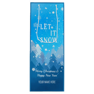 Sacola Para Vinho Natal da Floresta Pacífica de Neve Branca Azul Ano