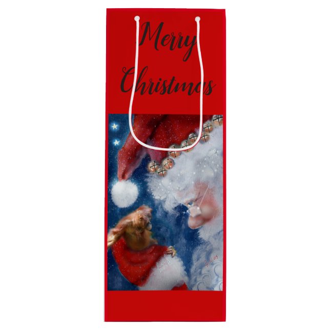 Sacola Para Vinho Natal do orangotango do papai noel (Frente)