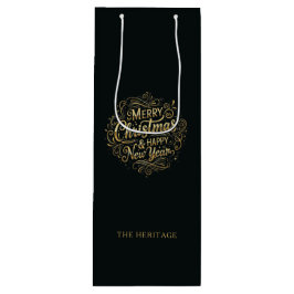 Sacola Para Vinho Natal e Feliz ano novo alegres e Dourados
