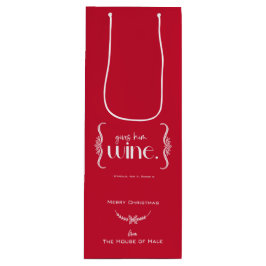Sacola Para Vinho Natal elegante "Dá-Lhe Vinho" Shakespeare