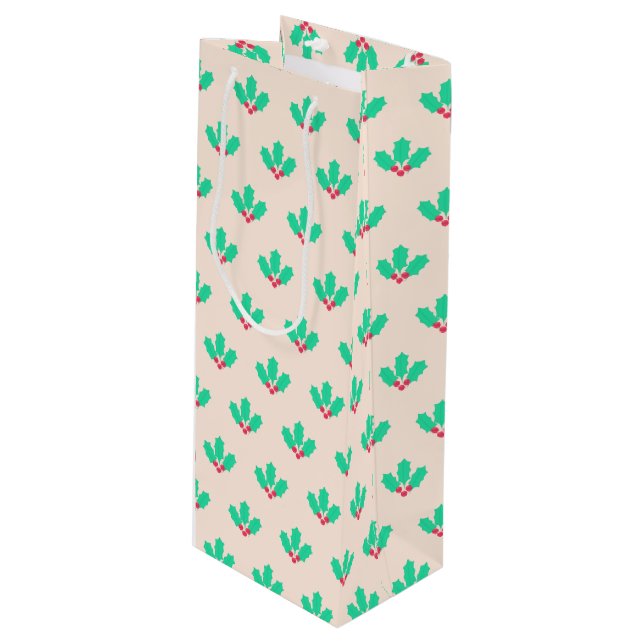 Sacola Para Vinho Natal Holly Berry (Frente inclinada)