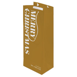 Sacola Para Vinho Natal Mínimo e Dourado Moderno