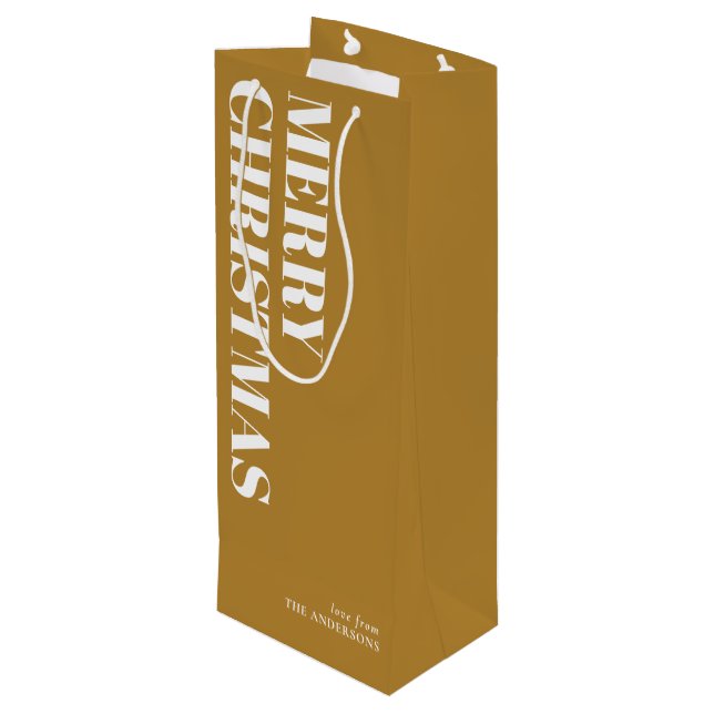 Sacola Para Vinho Natal Mínimo e Dourado Moderno (Verso inclinado)