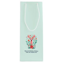 Sacola Para Vinho Natal Reindeer Floral Mint Holiday