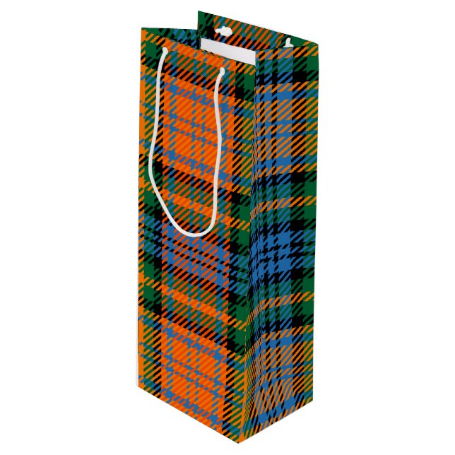 Sacola Para Vinho Natal Tartan Clan Murray Xadrez Laranja (Frente inclinada)