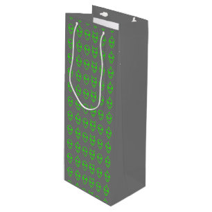 Sacola Para Vinho Neon Green Aliens - Saco médio para presentes