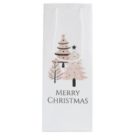 Sacola Para Vinho Neutral Blush Christmas Tree Holiday Gift Bag