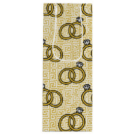Sacola Para Vinho Noivado Grego Chave Casamento - Dourado e Branco