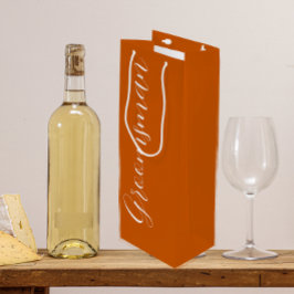 Sacola Para Vinho Noivo de Casamento em Laranja Queimada com Letra E