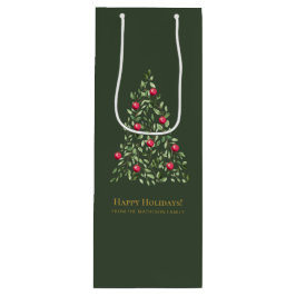 Sacola Para Vinho Nome da Família Personalizada da Árvore de Natal d