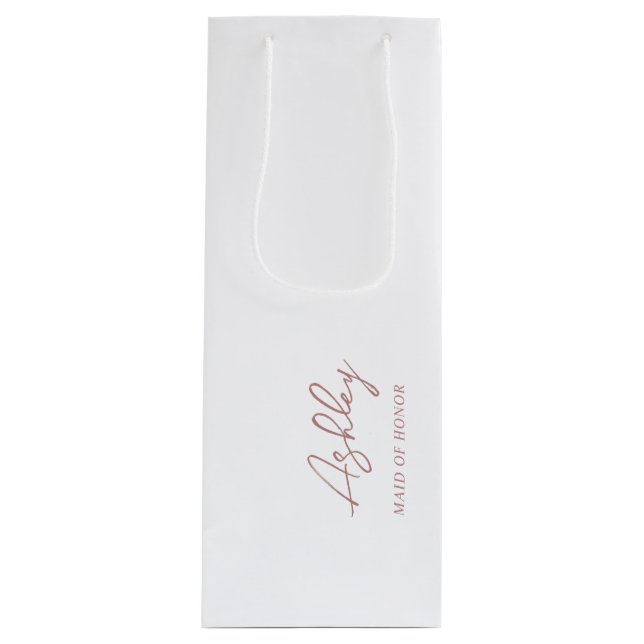 Sacola Para Vinho Nome da Festa de casamento Personalizada Mauve Dus (Frente)