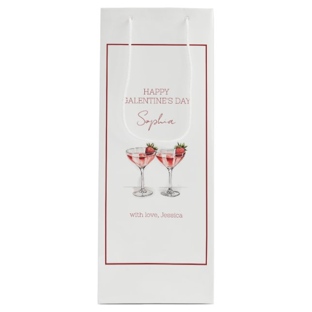 Sacola Para Vinho Nome do roteiro dos coquetéis do dia de Galentine  (Frente)