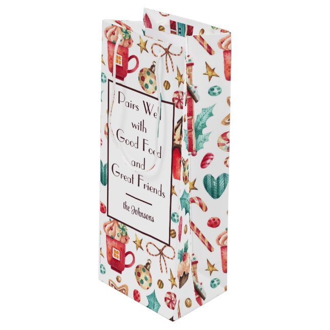 Sacola Para Vinho Nome no Feriado de Sweets Whimsical (Frente inclinada)