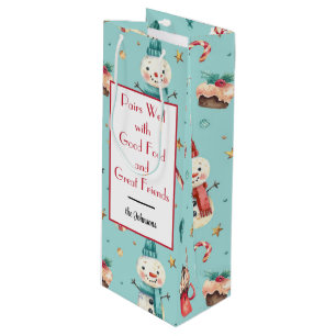 Sacola Para Vinho Nome, Snowman & Sweets Holiday Wine Gift Bag