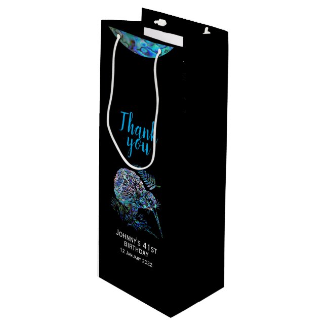SACOLA PARA VINHO NOVA ZEALAND KIWI PAUA WINE BAG PERSONALIZADA (Frente inclinada)