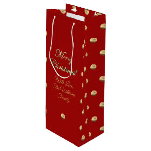 Sacola Para Vinho O teste padrão de bolinhas vermelho e Dourado