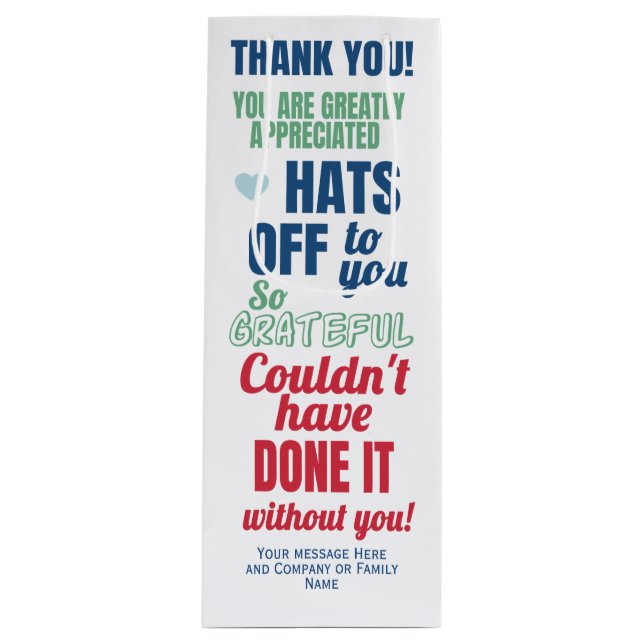 Sacola Para Vinho Obrigado Apreciação Da Bolsa De Presente De Vinho (Frente)