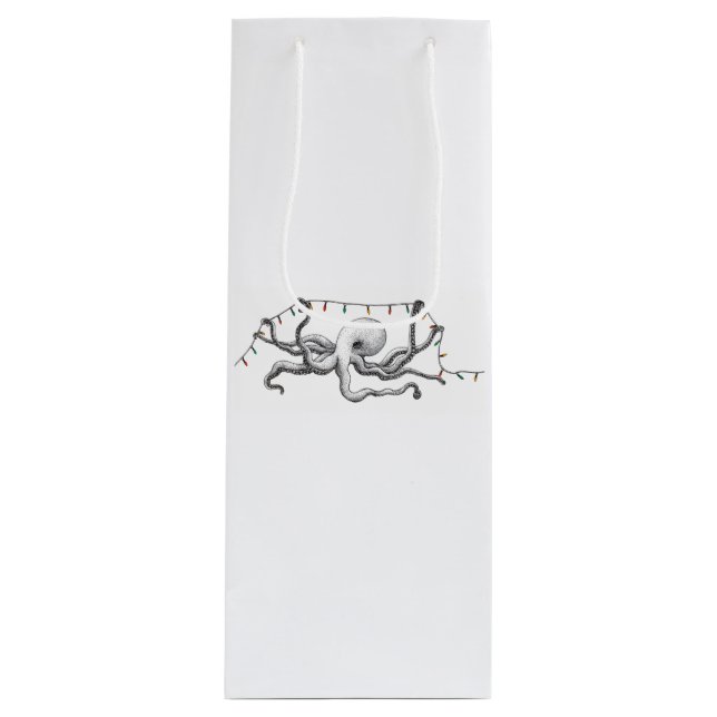Sacola Para Vinho Octopus & Luzes com Saco de Presente (Frente)
