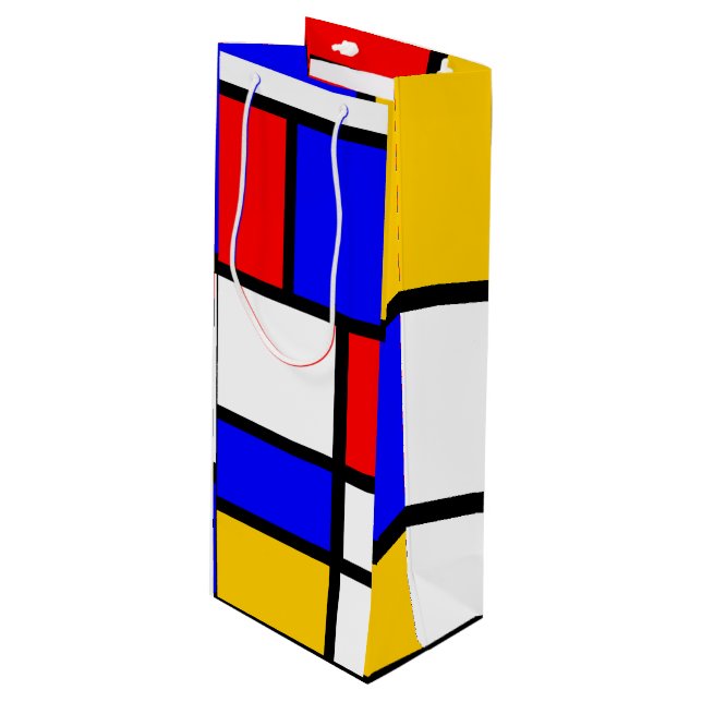 Sacola Para Vinho Ofereçam a arte moderna estilo Mondrian (Frente inclinada)