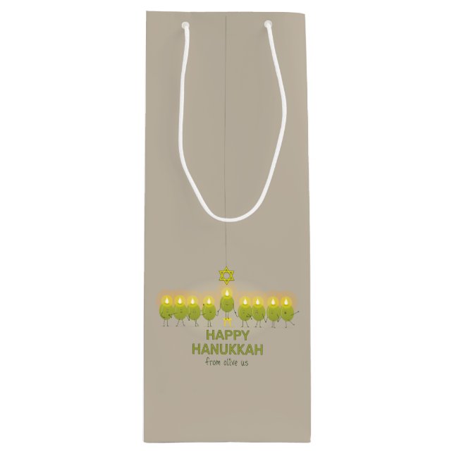 Sacola Para Vinho Olive Hanukkah Menorah (Frente)