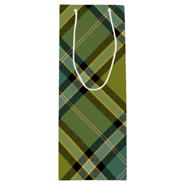 Sacola Para Vinho Olive plaid (Frente)