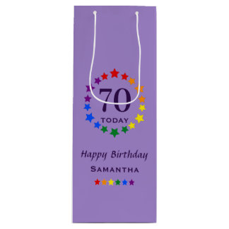 Sacola Para Vinho Orgulho Roxo LGBTQ 70 Hoje ou Qualquer Aniversário