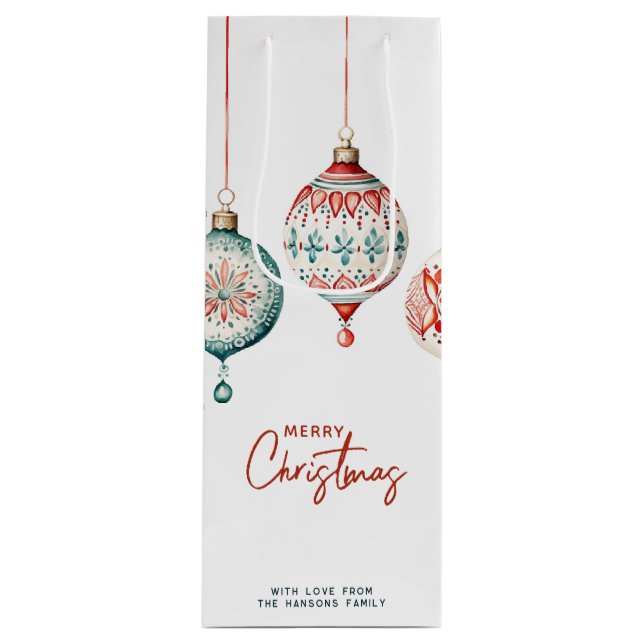 Sacola Para Vinho Ornamentos modernos de estilo nórdico Feliz Natal (Frente)