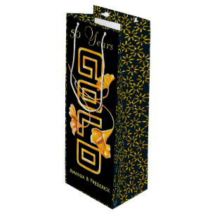 Sacola Para Vinho Ouro Calla Lily 50th Casamento Personalizado