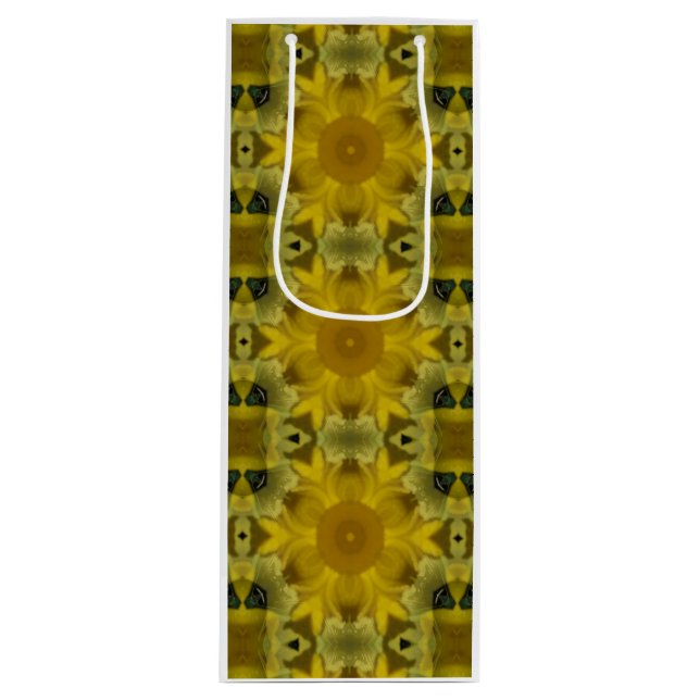 Sacola Para Vinho Ouro de Intermitência da Flor Sunshine (Frente)