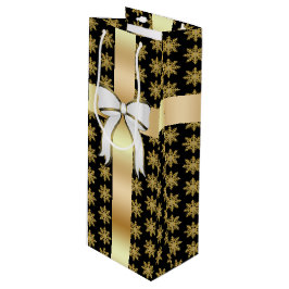 Sacola Para Vinho Ouro Snowflake Wine Gift Bag