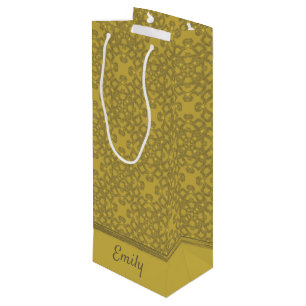 Sacola Para Vinho Padrão Amarelo da Mostarda Personalizada