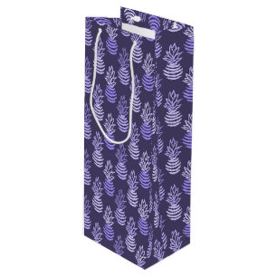 Sacola Para Vinho Padrão azul de fruta de abacaxi colorido de Verão