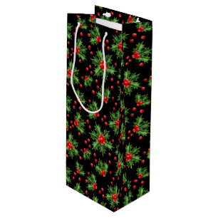 Sacola Para Vinho Padrão Clássico de Berries Vermelhos Holly Vermelh