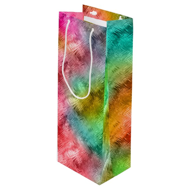 Sacola Para Vinho Padrão Colorido de Vidro Cristal (Frente inclinada)