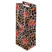 Padrão de Animal Leopardo Flores Tropicais Rosa