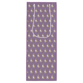 Sacola Para Vinho Padrão de Cachorro Corgi Cortado em Fundo Violeta