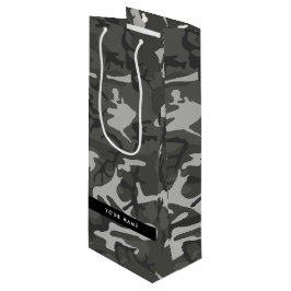 Sacola Para Vinho Padrão de Camuflagem Cinza, Seu nome, Personalizar