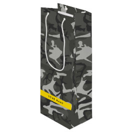 Sacola Para Vinho Padrão de Camuflagem Cinza, Seu nome, Personalize