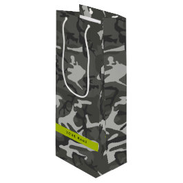 Sacola Para Vinho Padrão de Camuflagem Cinza, Seu nome, Personalize