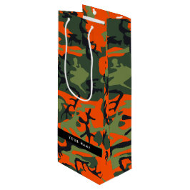 Sacola Para Vinho Padrão de Camuflagem Laranja, Seu nome, Personaliz