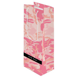 Sacola Para Vinho Padrão de Camuflagem Rosa, Seu nome, Personalizar