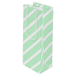 Sacola Para Vinho Padrão de cinco faixas verde e branco